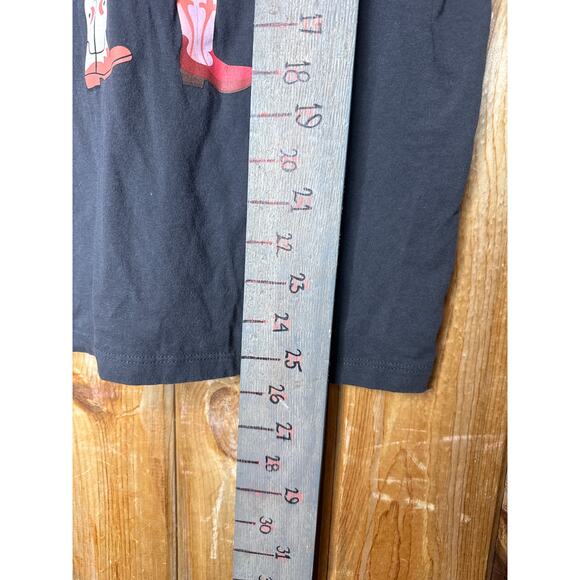 Doe Women’s Large Graphic Tee – Gray Western Cowboy Boot Floral Print T-Shirt - Picture 4 of 5